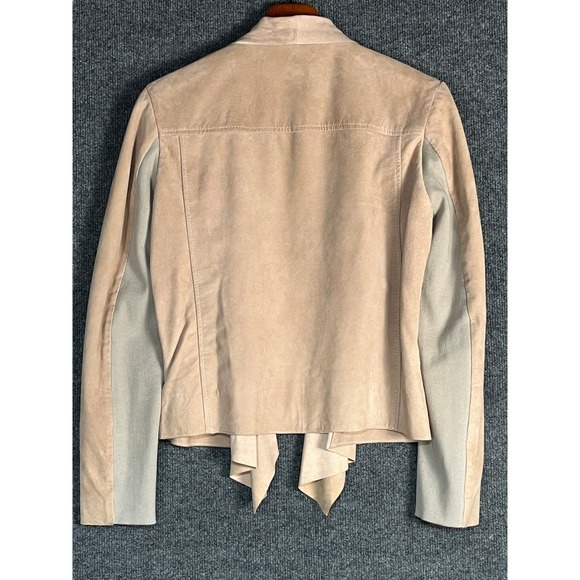 Muubaa Blush Pink Lamb Leather Draped Waterfall Jacket US Size 8 M01115R - Picture 8 of 13